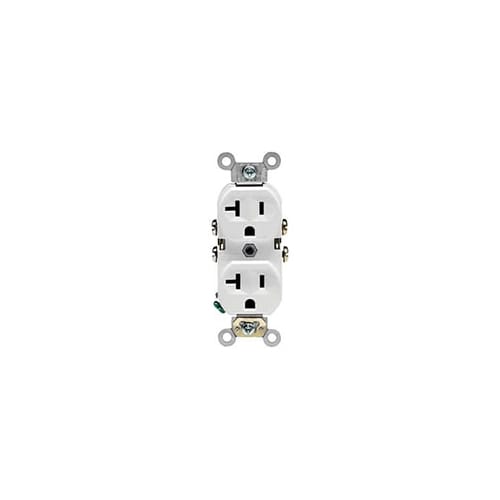 Leviton 20A 125V Straight Blade Duplex Receptacle in White